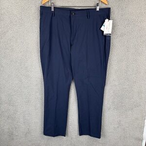 Perry Ellis Dress Pants Mens 36x30 Navy Slim-Fit TechWorks Stretch Golf Commuter